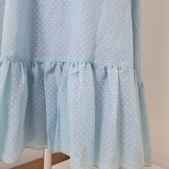 70's Baby Blue Maxi Dress Bolero Cardigan Halter High Neck Ruffles Floor Length - Picture 8 of 16